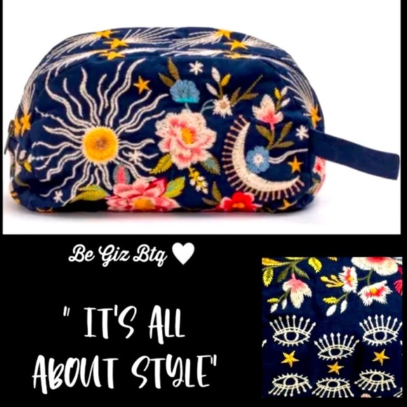 🆕 Johnny Was Lissa Makeup Bag Sapphire Blue NWT - Picture 12 of 12